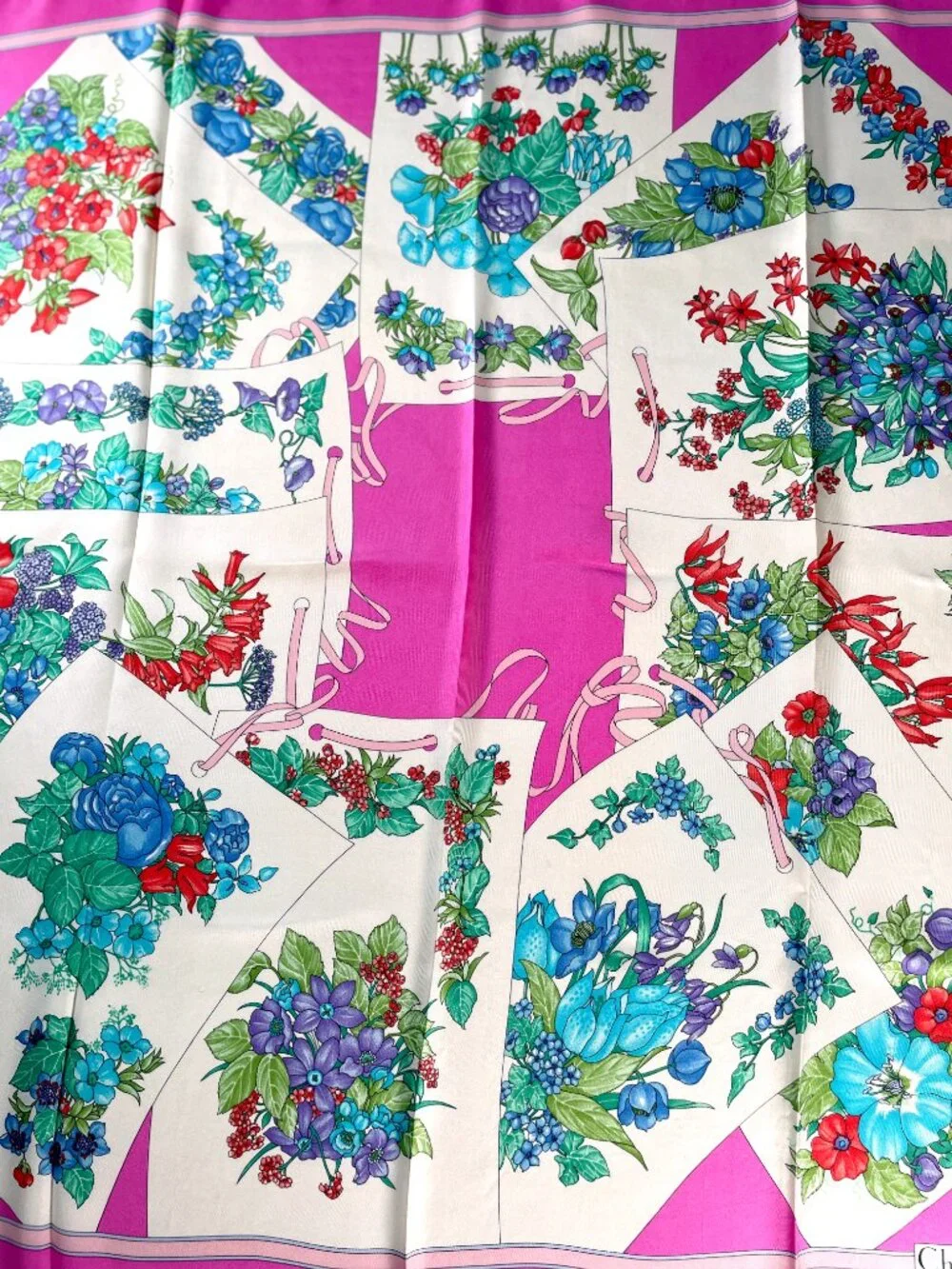 Vintage Christian Dior Floral Silk Scarf | Made in Italy